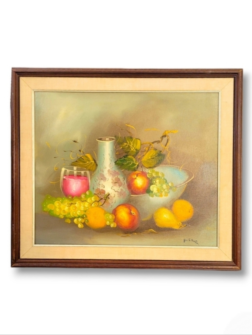 1970s John G. Martin Original Still Life Painting with Fruits